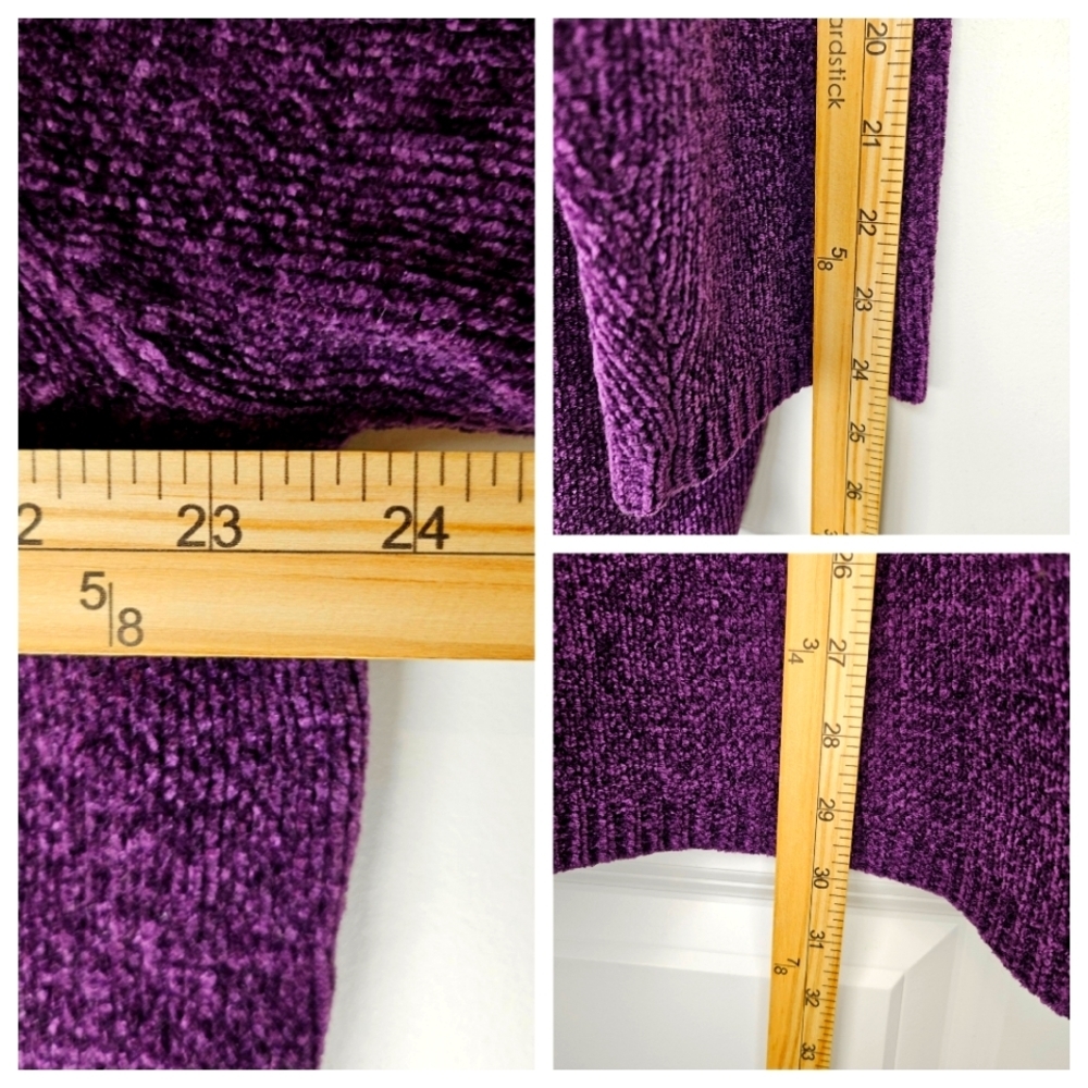 Cherokee Sweater Plus Size 1X Purple Chenille V-Neck Cozy Soft Plush Casual Warm - Picture 7 of 7